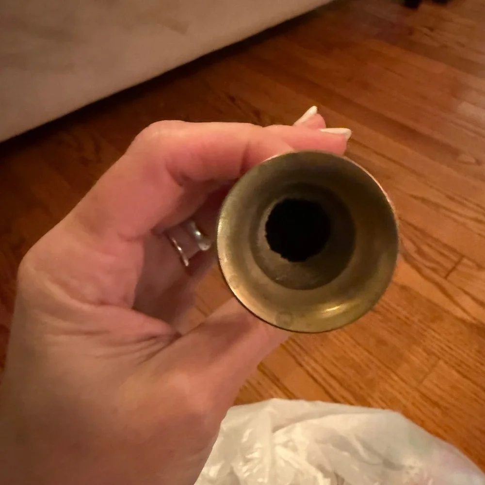 Vintage Small Brass Bud Vase Mini Urn Mid Century Boho Farmhouse Decor